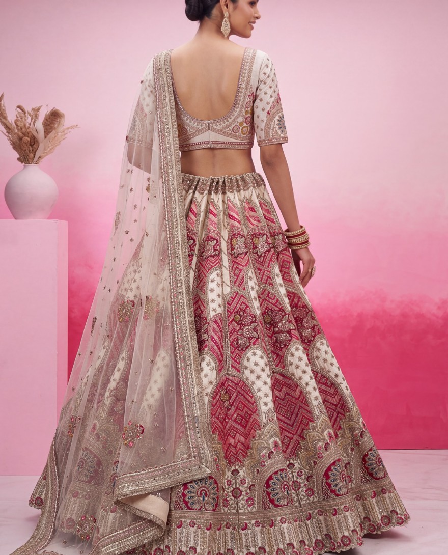 3068 - White Pure Soft Gadhwal Silk Heavy Embroidery Work Bridal Lehenga Choli